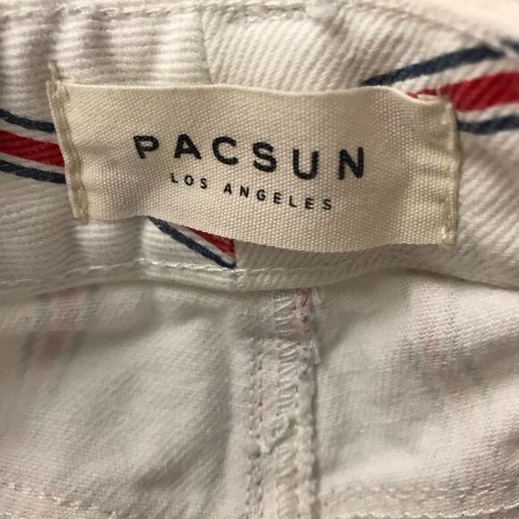 PacSun Women's 26 Pinstripe Mom Shorts White Denim Nautical Preppy Fisherman - Picture 4 of 9